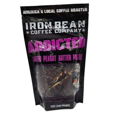 Iron Bean Coffee Company Addicted salted peanut butter pretzel bittersweet candy 12oz bag